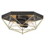 2 x E27 Metal Ceiling Fitting BLACK/GOLD