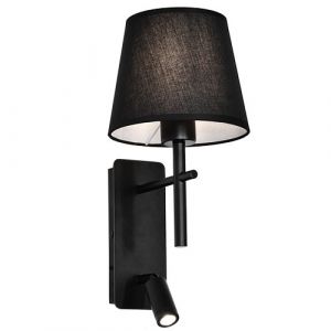 Metal Wall Bracket with Black Fabric Shade & 2 switches WB278 BLACK