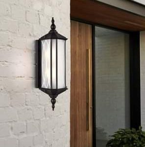 Metal and Aluminium with Patterned Frosted Glass Wall Light