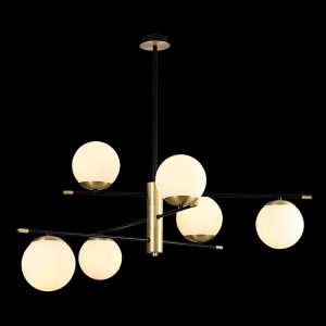 6xE14 URBAN Black/S.G Opal Glass Chand.