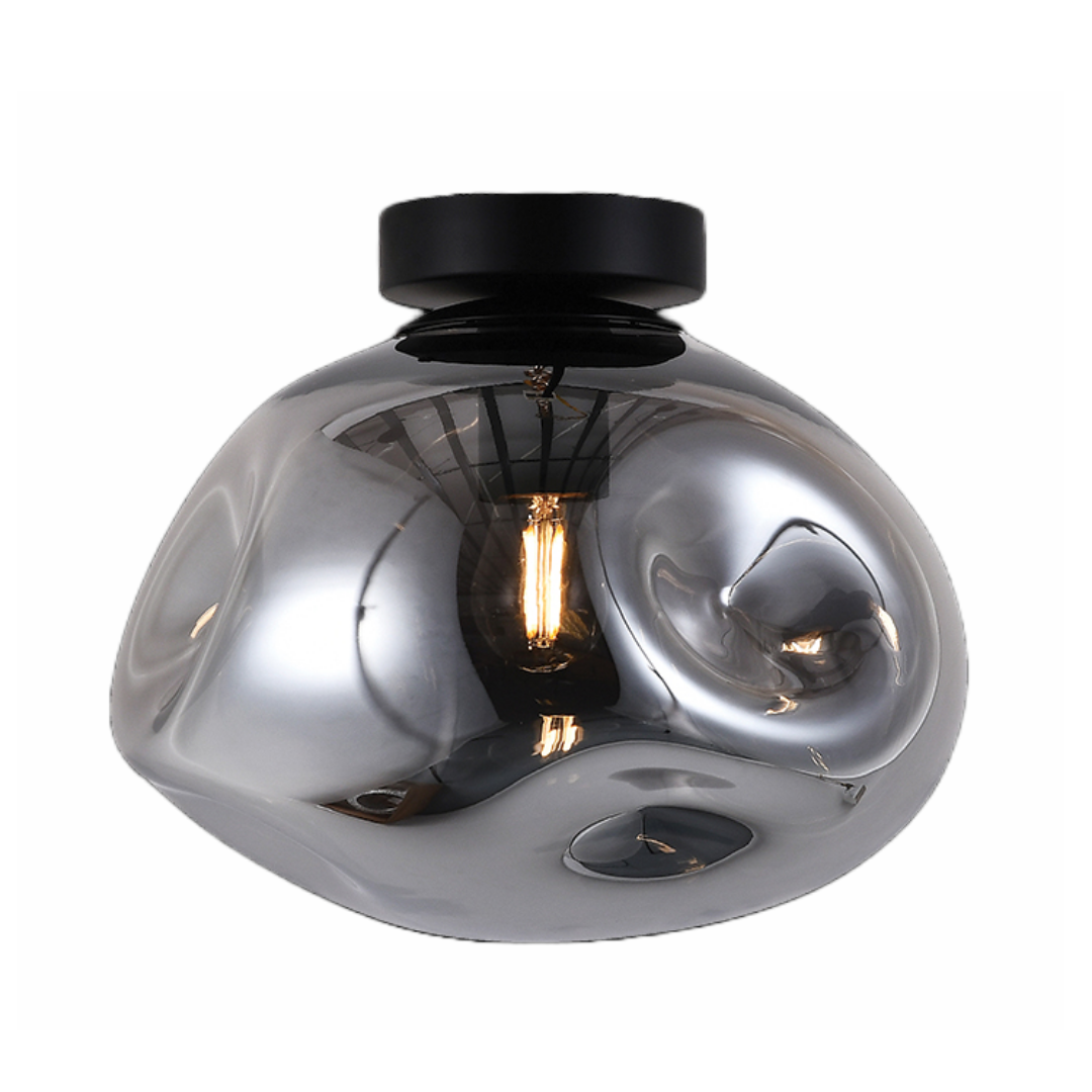 1xE27 Large Glass MOLTEN Smoke/Black