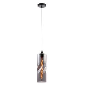 1xE27 Twisted Glass Pendant Black/Smoke