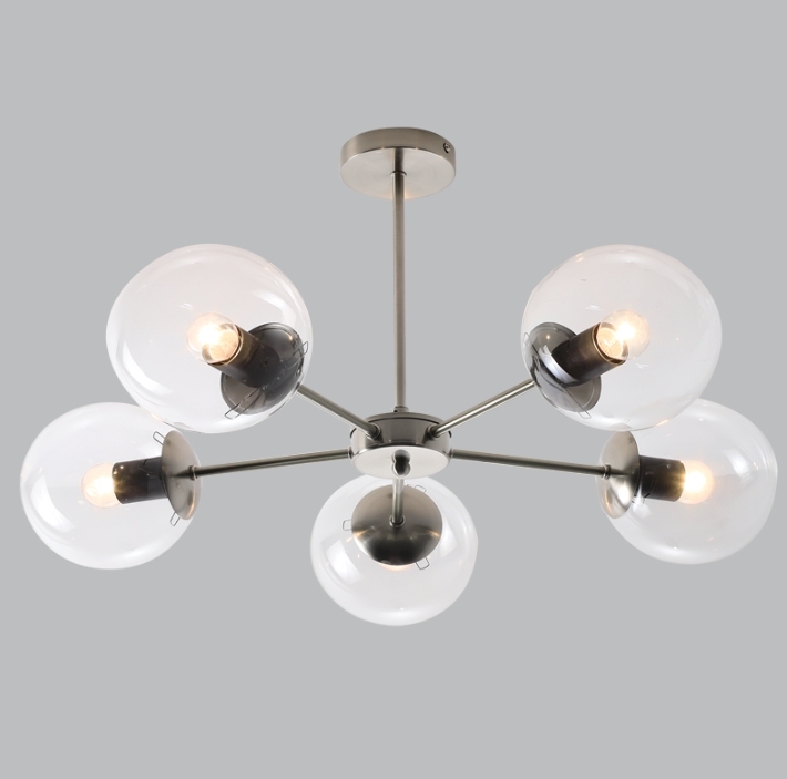 5 X E14 Metal and Clear Glass Chandelier