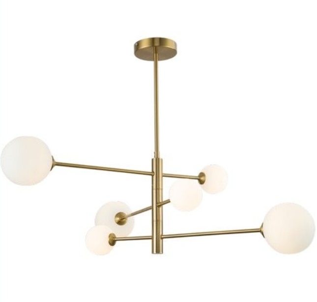 Metal and Opal Glass Chandelier - Image 3