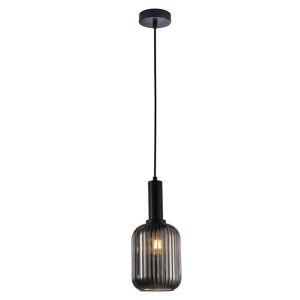 E27 Athina Cut Glass Pendant Smoke