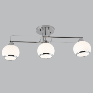 Polished Chrome Ceiling Fitting with White Glass