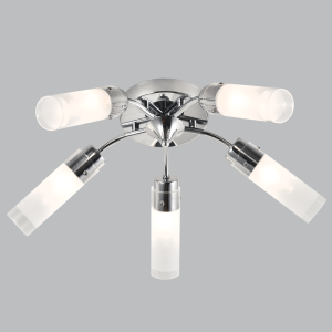 Polished Chrome Chandelier with Frosted Glass
