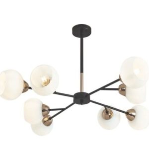 Metal Chandelier with White Glass