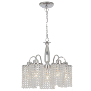 Polished Chrome Chandelier with Clear Acrylic Crystals