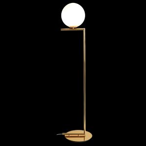 E27 Floor Lamp Gold/White Glass
