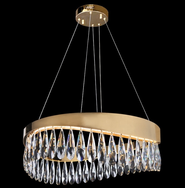 25W Imperial Round Crystal and Gold LED Chandelier
