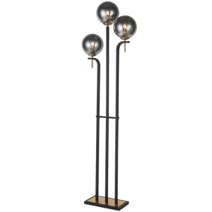 Metal Floor Lamp with Smoke Colour Glass and On/Off Foot Switch