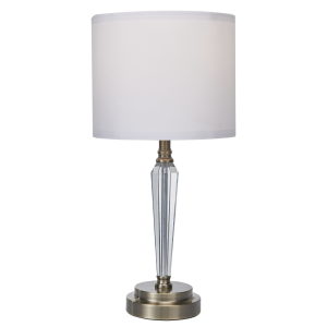 Metal and Crystal Table Lamp with White Fabric Shade