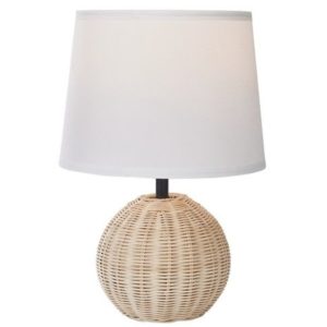 Rattan Base Table Lamp with White Fabric Shade