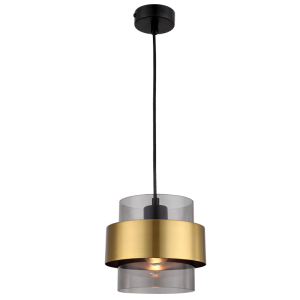 Metal Pendant with Smoke Colour Glass