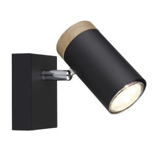 Black Spotlight with Wood Finish