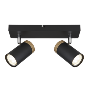 Black Spotlight with Wood Finish