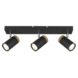 Black Spotlight with Wood Finish
