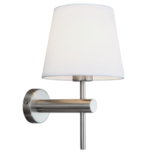 Satin Chrome Wall Bracket with White Fabric Shade