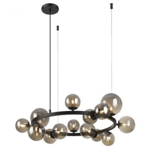 Metal Pendant with Smoke Colour Glass