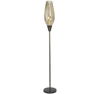 Metal Floor Lamp with Cognac Colour Glass