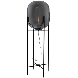 Metal Floor Lamp with Smoke Colour Glass