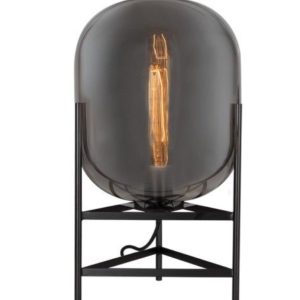 Metal Table Lamp with smoke colour glass