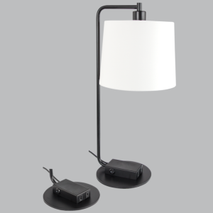 Metal Table Lamp with White Fabric Shade