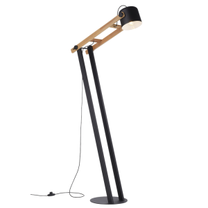 Metal and Wood Standing Lamp Adjustable Height
