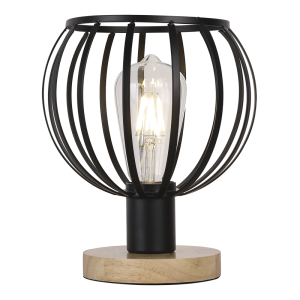 Metal Table Lamp with Light Wood Base