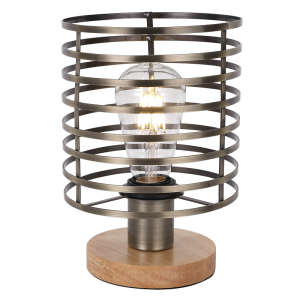Metal Table Lamp with Light Wood Base