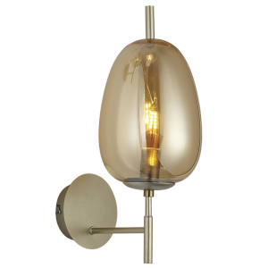 Metal Wall Bracket with Amber Glass