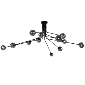 Metal Chandelier with Smoke Colour Glass