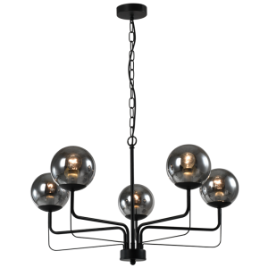 Metal Chandelier with Smokey Glass