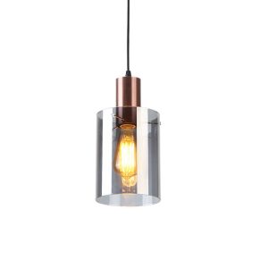 Copper + Smoky Glass Pendant