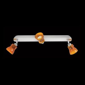 Three Adjustable Yellow Colour Glass Spot Lights on Satin Bar