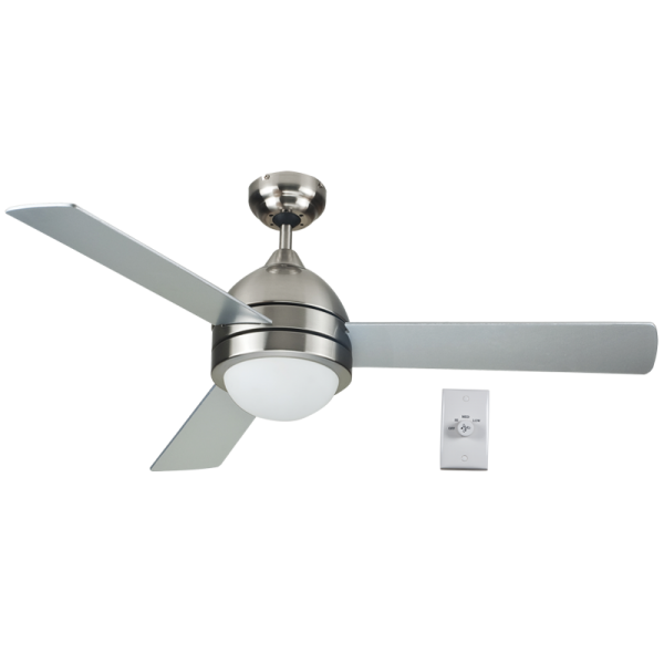 Satin Nickel with Silver Blades and White Glass
