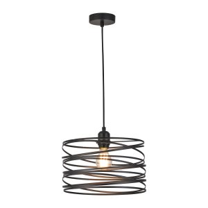 Matt Black Circular Cage Iron Pendant