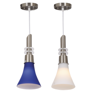 Satin Chrome Pendant with Colour Glass