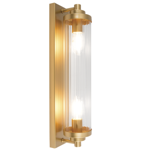 Metal Wall Bracket with Clear Fluted Glass