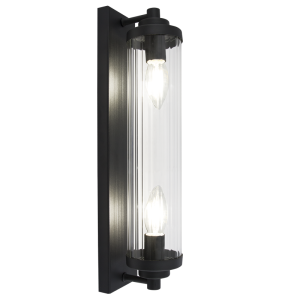 Metal Wall Bracket with Clear Fluted Glass