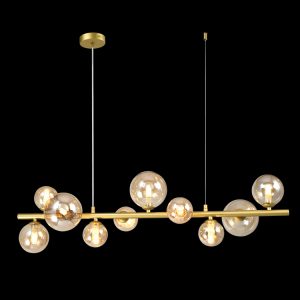 G9 LED Large Horizontal Gold Bubble Glass Pendant
